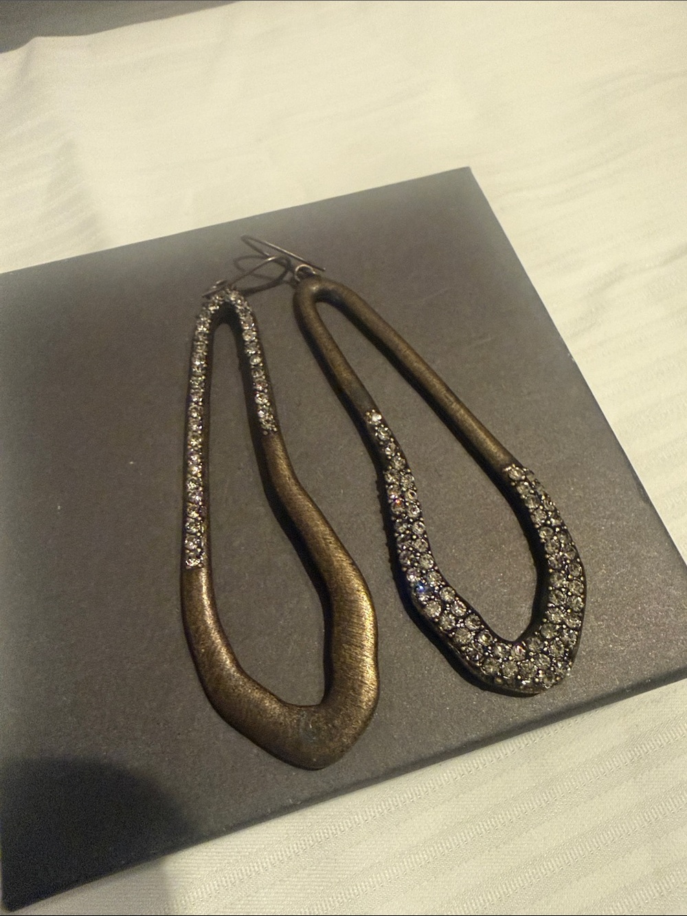 NEW!! HAND-MADE!! Crystal-Accented Antique Bronze Teardrop Earrings!!!